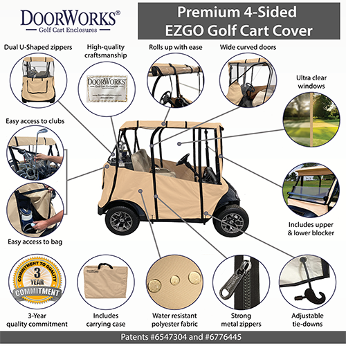 EZGO Golf Cart Cover Premium Portable Fleet Fit Golf Cart Covers Plus